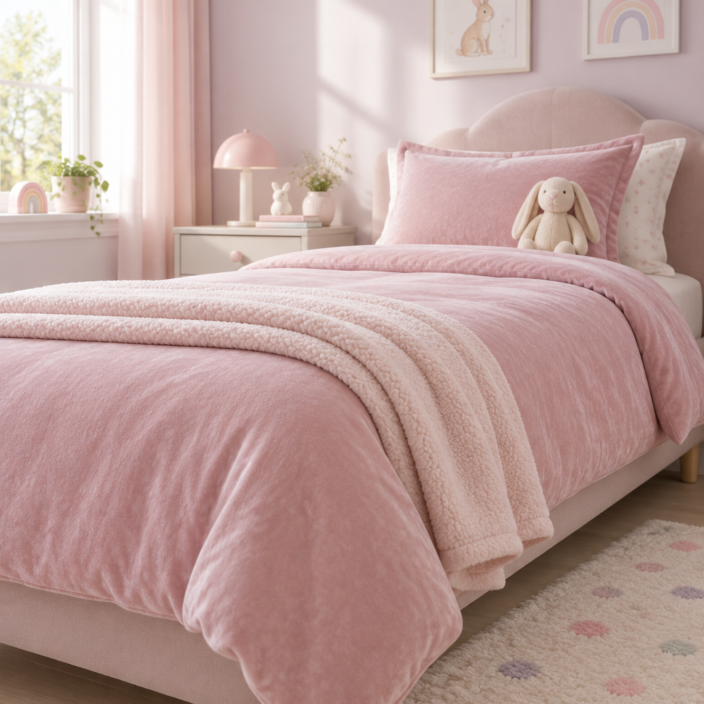 Cama de chicos tendida y fresca